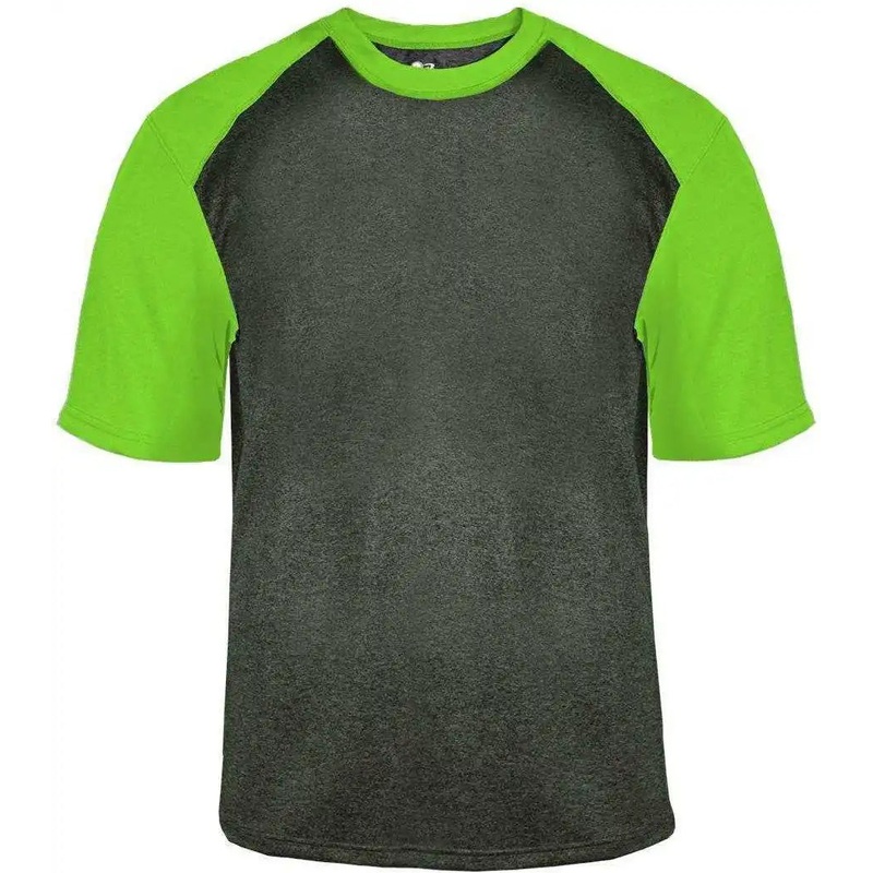 Badger Sport 4341 Sport Heather Tee – Carbon Heather Lime