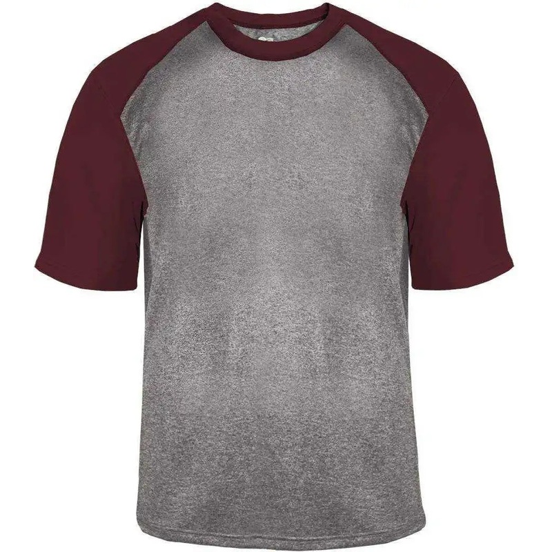 Badger Sport 4341 Sport Heather Tee – Steel Heather Maroon