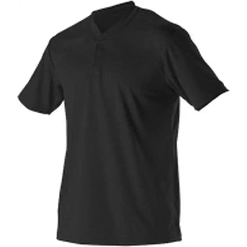 Alleson Athletic 522MM Adult Baseball 2 Button Henley Jersey – Black