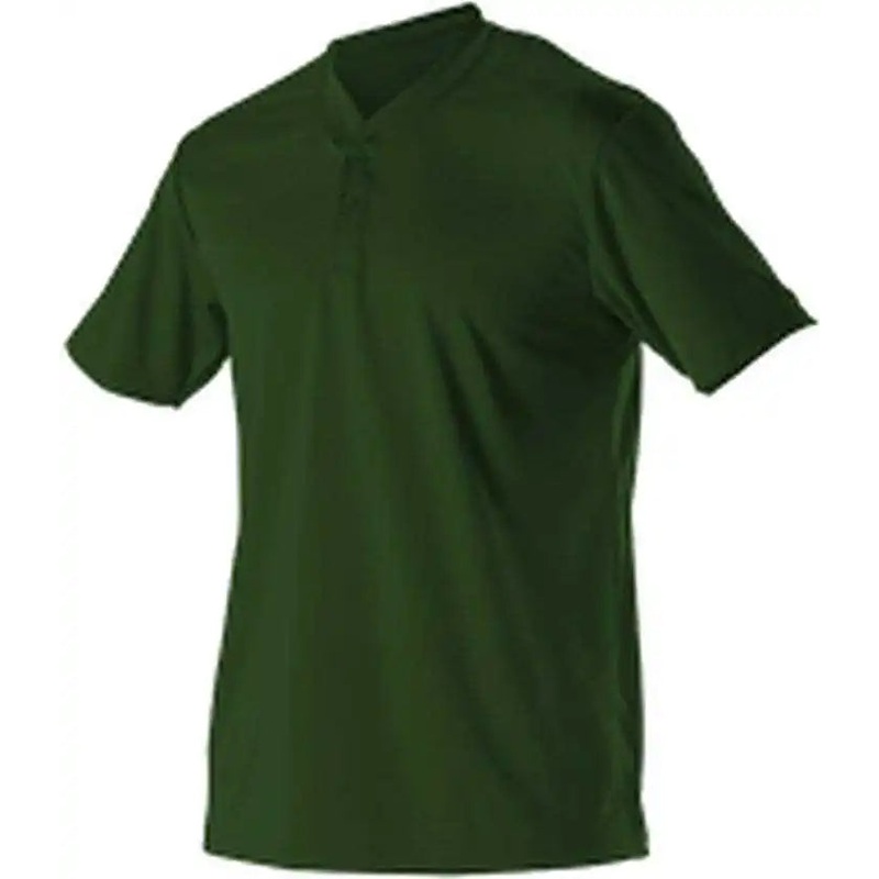 Alleson Athletic 522MM Adult Baseball 2 Button Henley Jersey – Forest