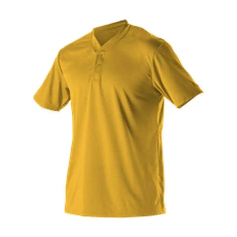 Alleson Athletic 522MM Adult Baseball 2 Button Henley Jersey – Gold