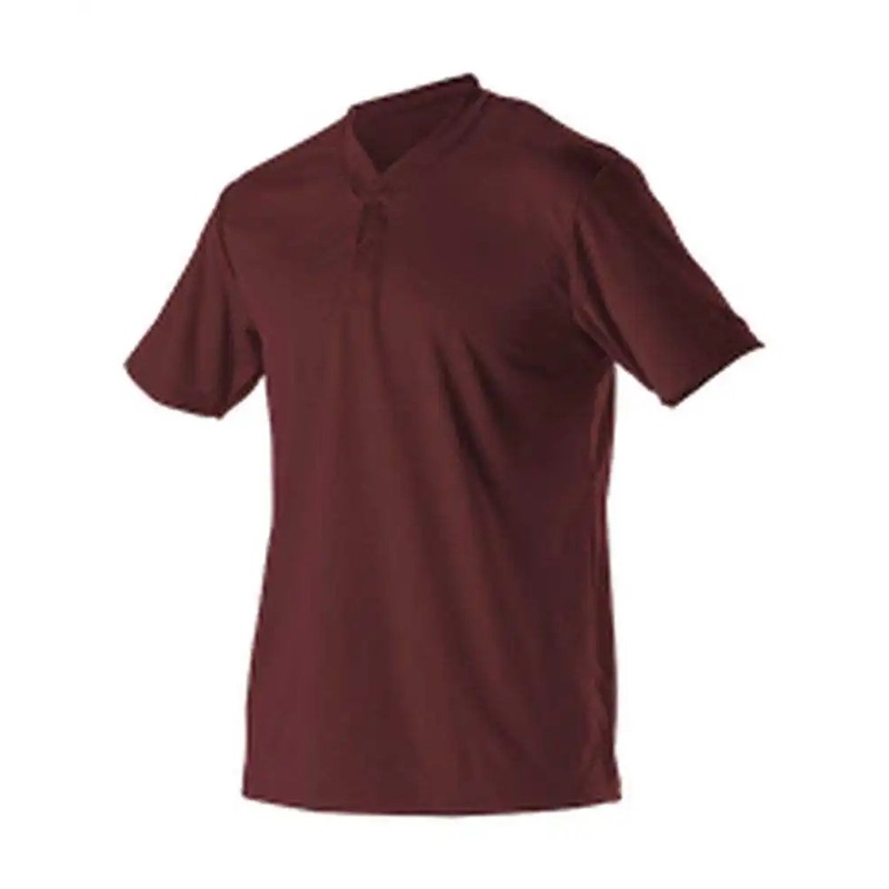 Alleson Athletic 522MM Adult Baseball 2 Button Henley Jersey – Maroon