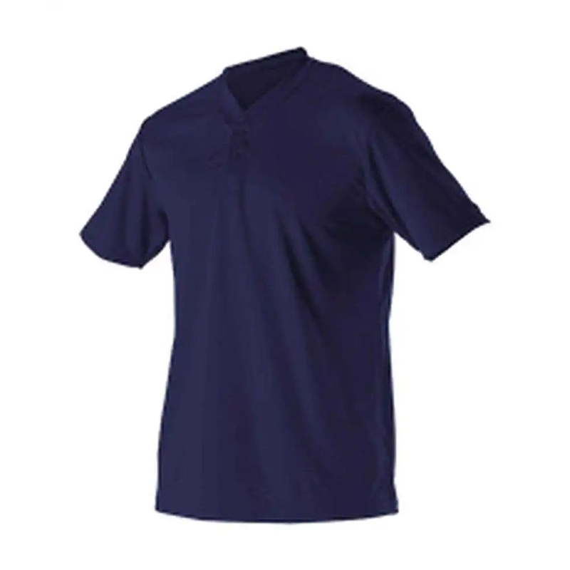 Alleson Athletic 522MM Adult Baseball 2 Button Henley Jersey – Navy