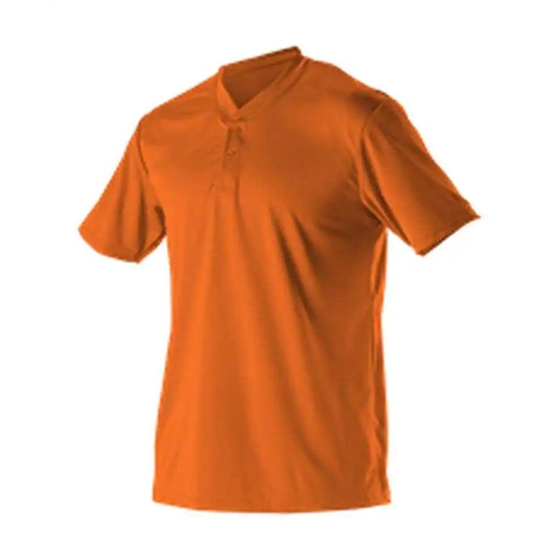 Alleson Athletic 522MM Adult Baseball 2 Button Henley Jersey – Orange