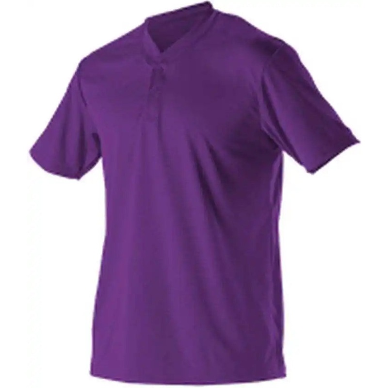 Alleson Athletic 522MM Adult Baseball 2 Button Henley Jersey – Purple