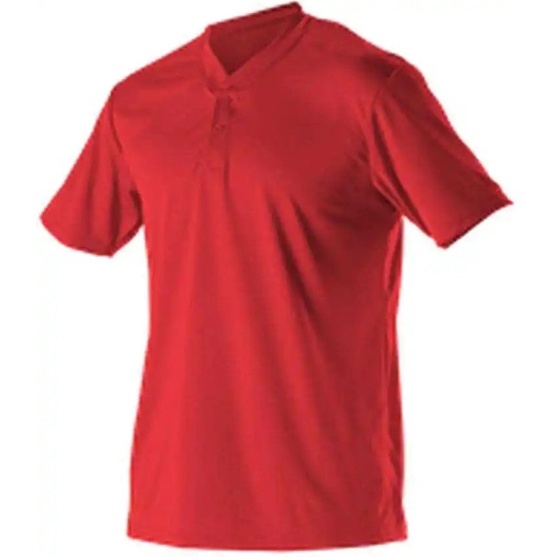 Alleson Athletic 522MM Adult Baseball 2 Button Henley Jersey – Scarlet