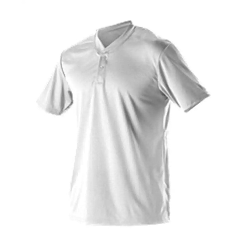 Alleson Athletic 522MM Adult Baseball 2 Button Henley Jersey – White