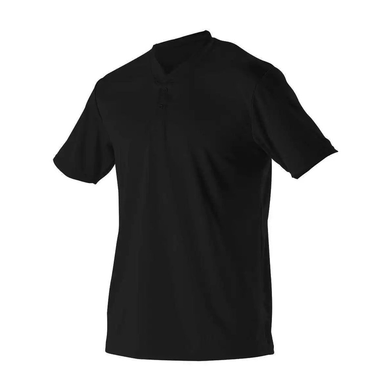 Alleson Athletic 522MMY Youth Baseball 2 Button Henley Jersey – Black