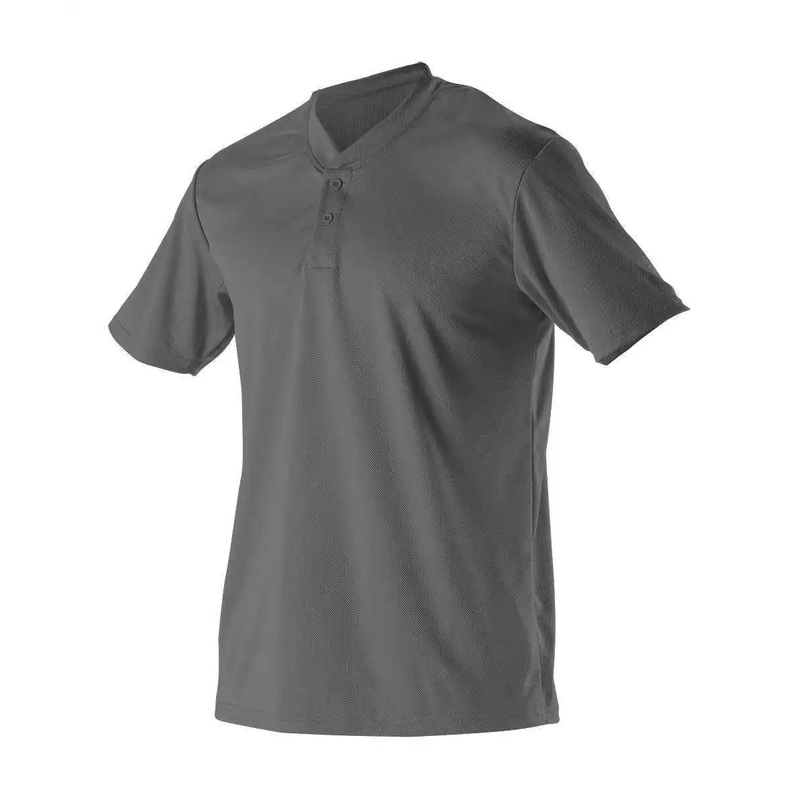 Alleson Athletic 522MMY Youth Baseball 2 Button Henley Jersey – Charcoal