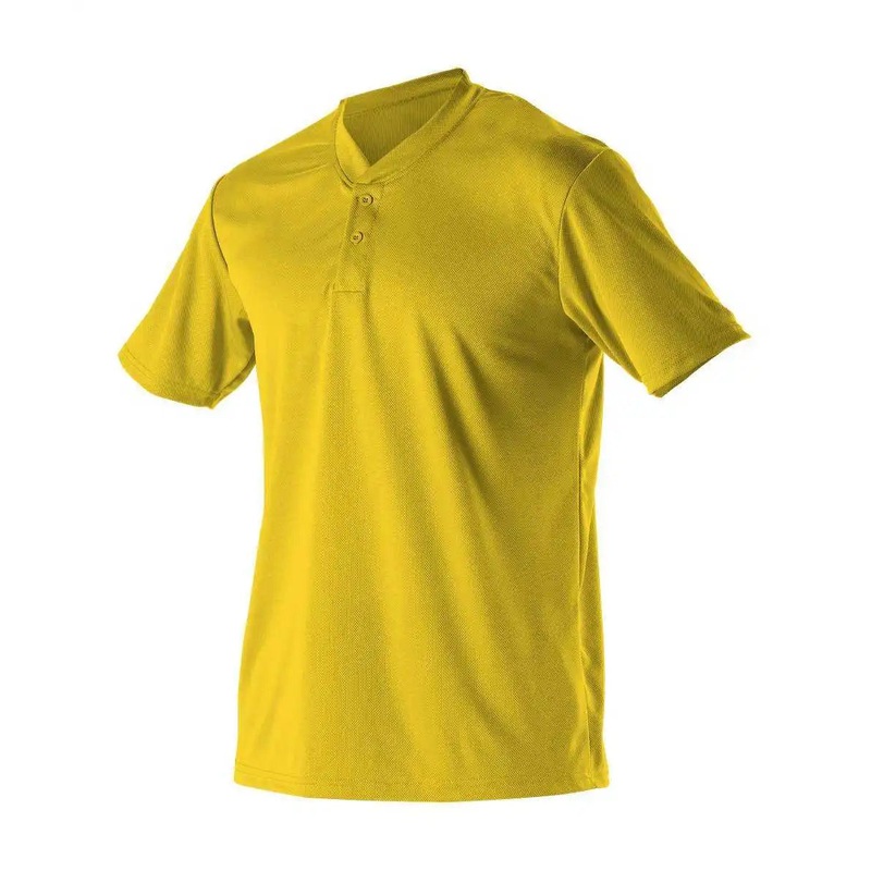 Alleson Athletic 522MMY Youth Baseball 2 Button Henley Jersey – Gold