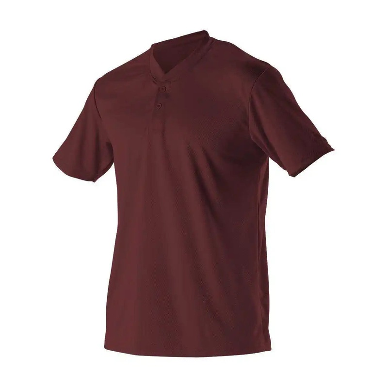 Alleson Athletic 522MMY Youth Baseball 2 Button Henley Jersey – Maroon