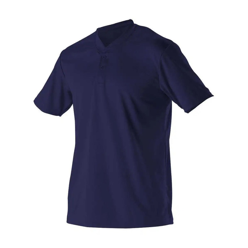Alleson Athletic 522MMY Youth Baseball 2 Button Henley Jersey – Navy