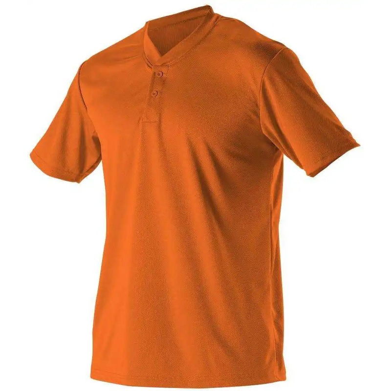 Alleson Athletic 522MMY Youth Baseball 2 Button Henley Jersey – Orange