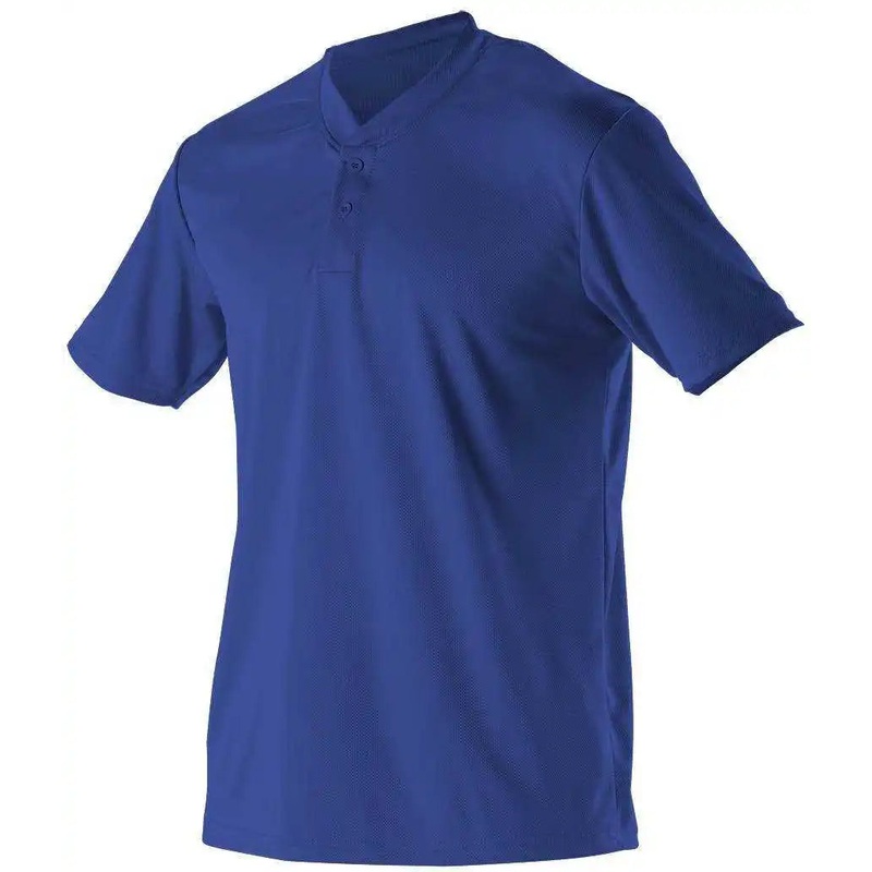 Alleson Athletic 522MMY Youth Baseball 2 Button Henley Jersey – Royal