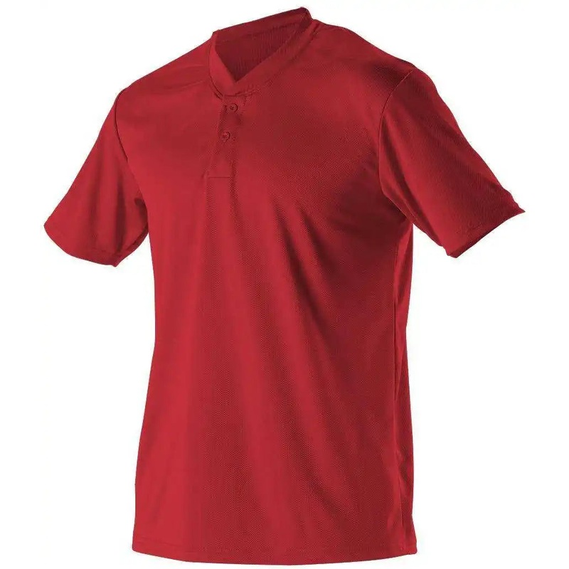 Alleson Athletic 522MMY Youth Baseball 2 Button Henley Jersey – Scarlet