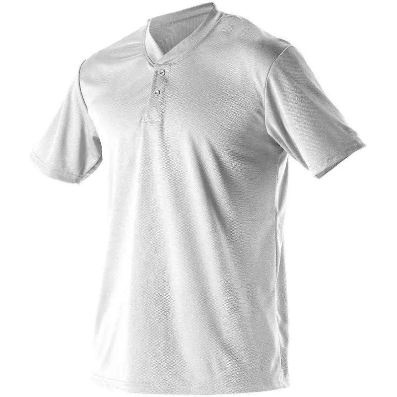 Alleson Athletic 522MMY Youth Baseball 2 Button Henley Jersey – White
