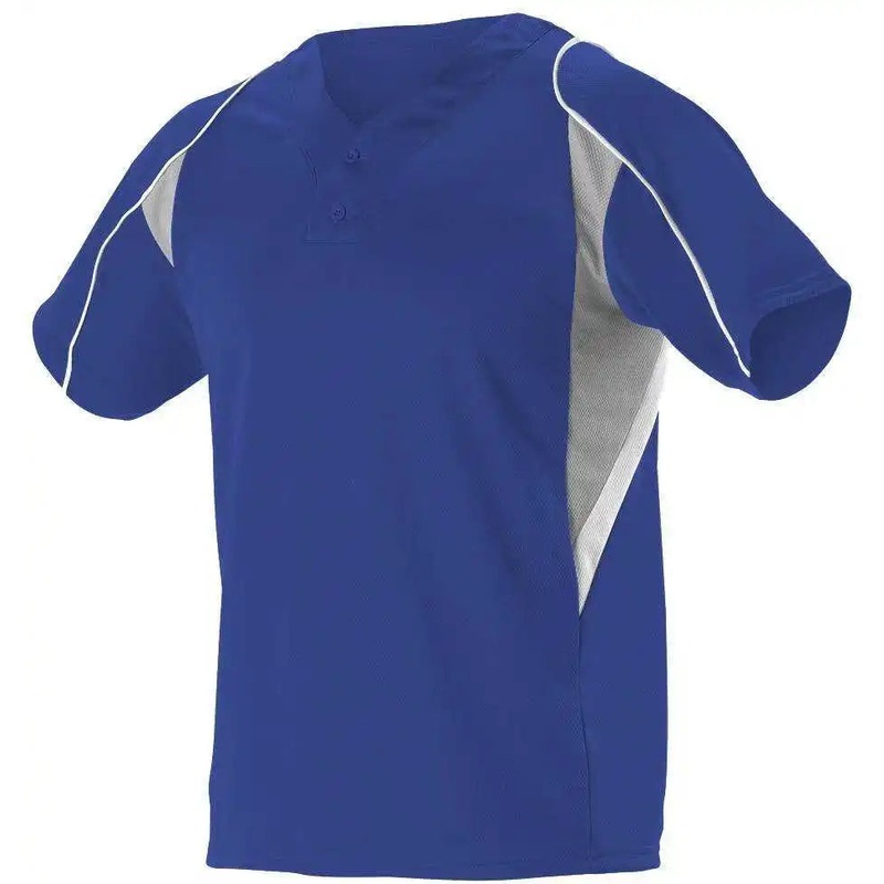 Alleson Athletic 529Y Youth 2 Button Henley Baseball Jersey – Royal Gray White