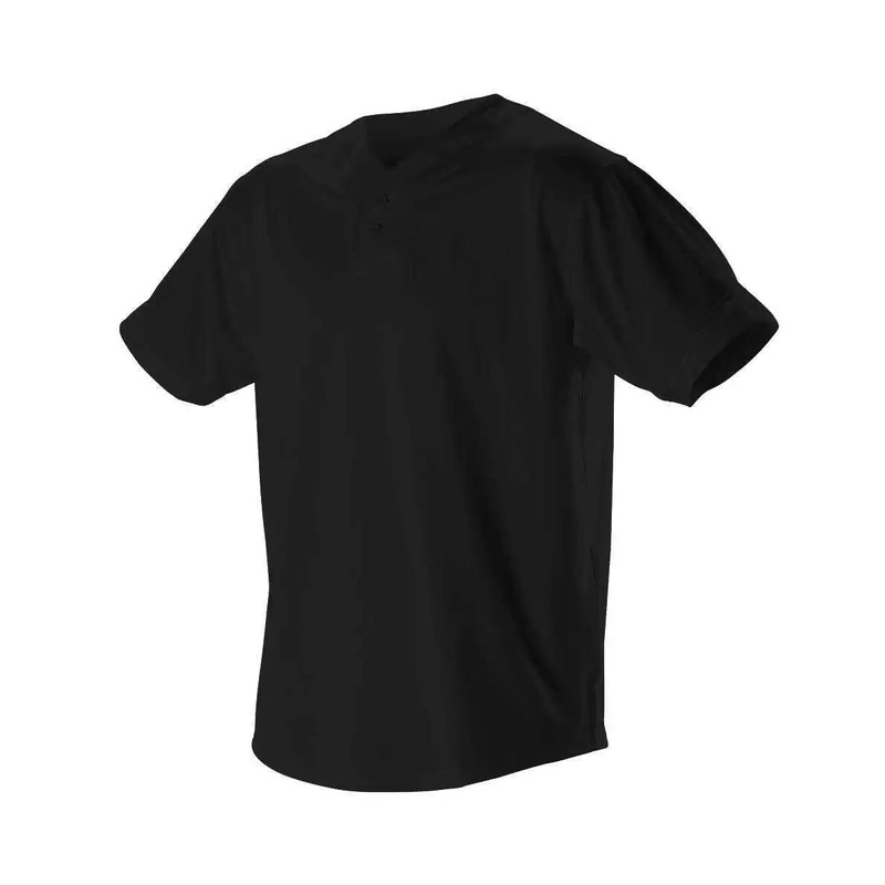 Alleson Athletic 52MTHJ Adult Two Button Mesh Baseball Jersey with Piping – Black White