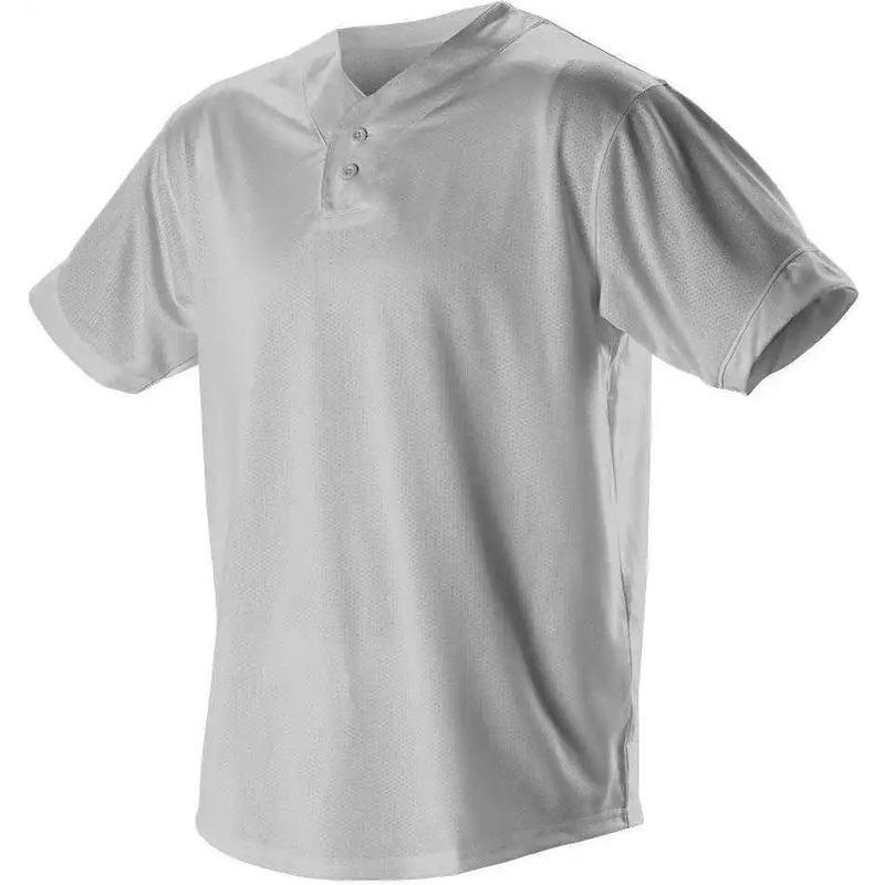 Alleson Athletic 52MTHJ Adult Two Button Mesh Baseball Jersey with Piping – Gray White