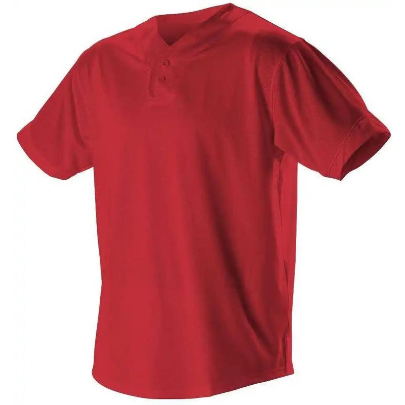 Alleson Athletic 52MTHJY Youth Two Button Mesh Baseball Jersey with Piping – Scarlet White