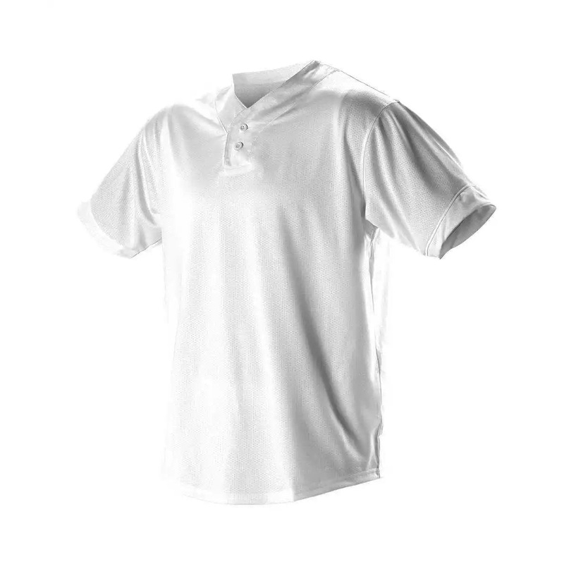 Alleson Athletic 52MTHJY Youth Two Button Mesh Baseball Jersey with Piping – White