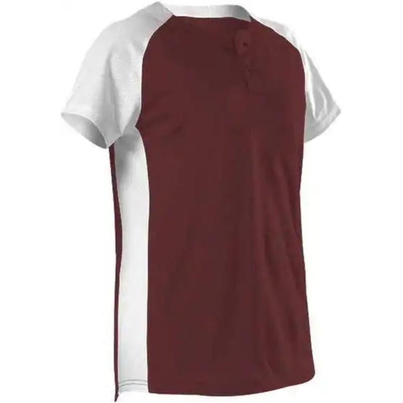 Alleson Athletic 522PDW Women’s Two Button Fastpitch Jersey – Maroon White