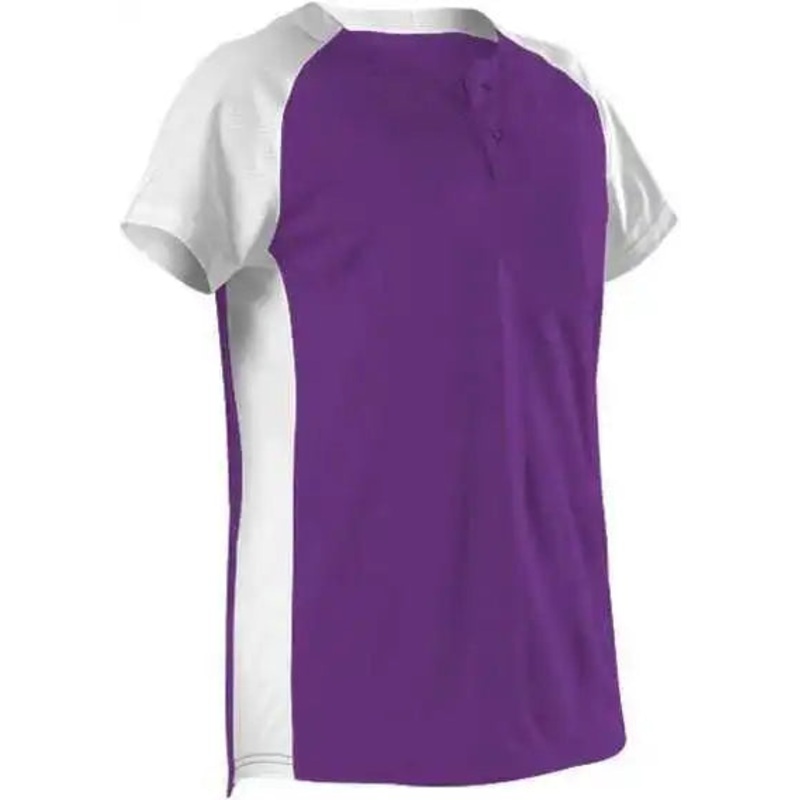 Alleson Athletic 522PDW Women’s Two Button Fastpitch Jersey – Purple White