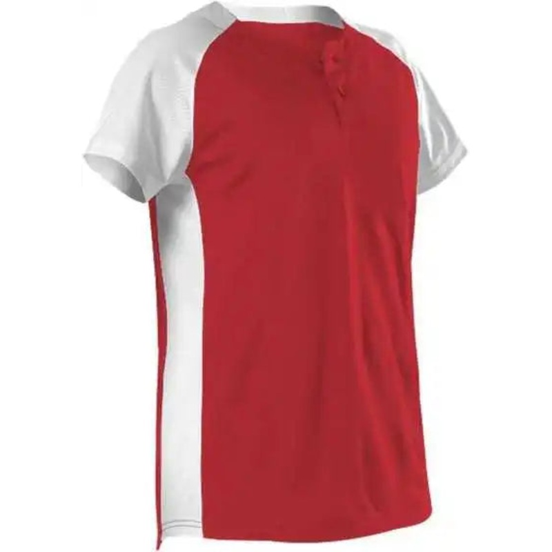 Alleson Athletic 522PDW Women’s Two Button Fastpitch Jersey – Scarlet White