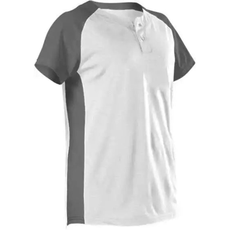Alleson Athletic 522PDW Women’s Two Button Fastpitch Jersey – White Charcoal