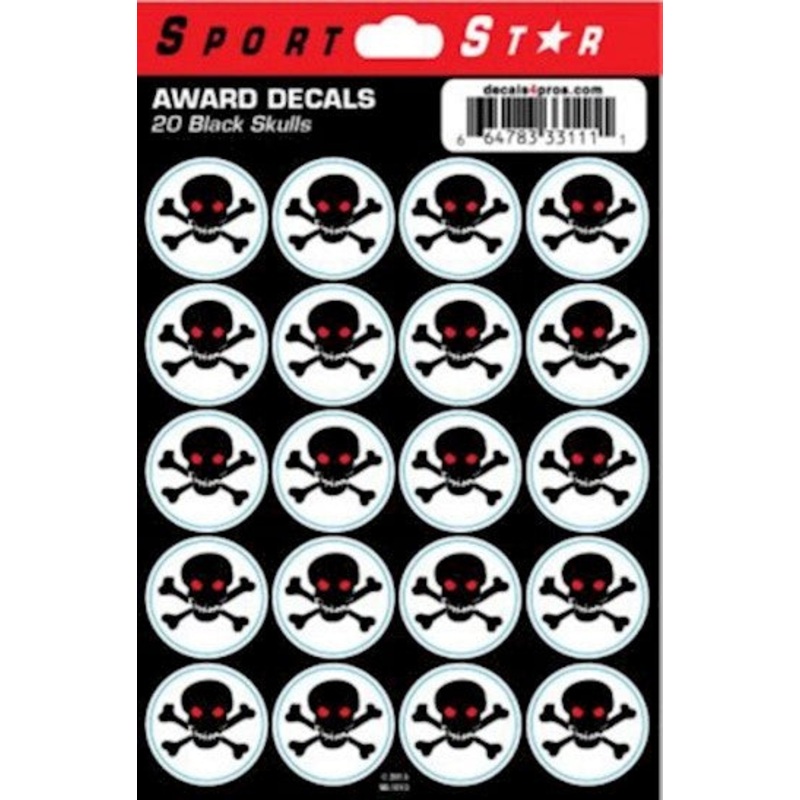 SportStar Helmet Award Decals – Skull – Black