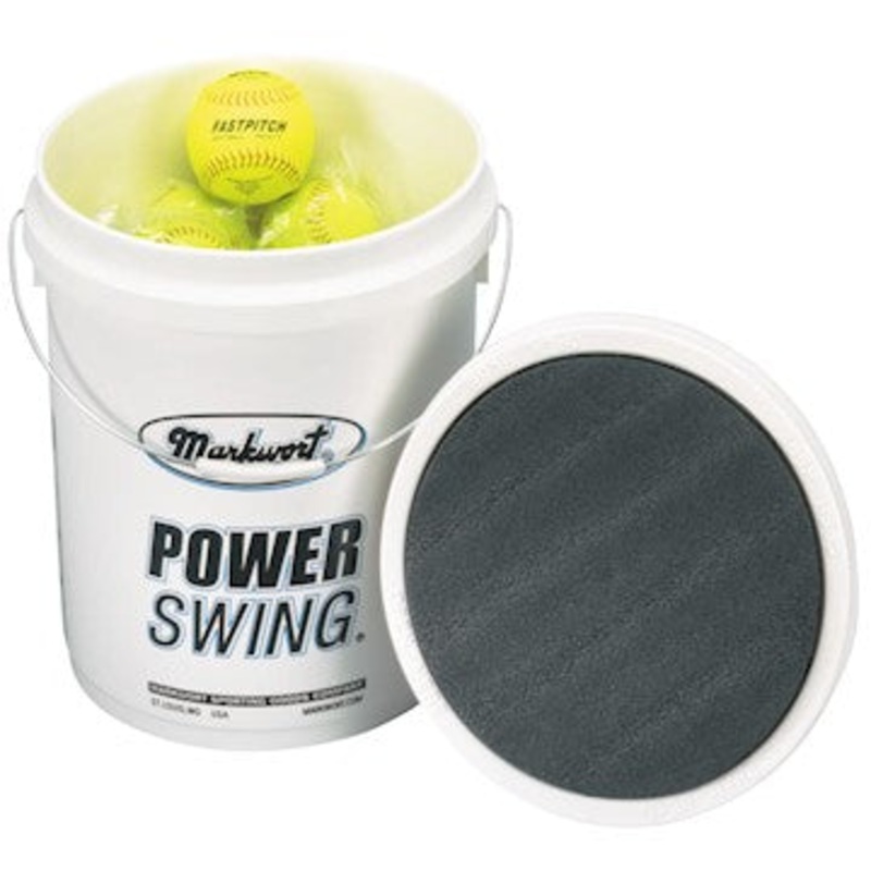 18 Pcs of FP247Y Leather FP Softball in Markwort Ball Bucket