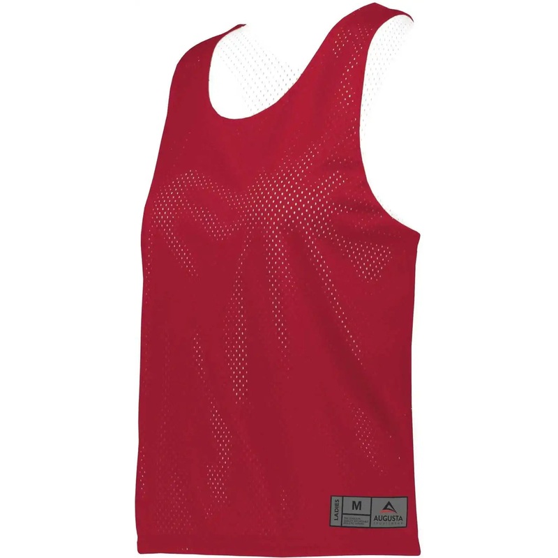 Augusta 9719 Ladies Mesh Reversible Pinnie – Scarlet White