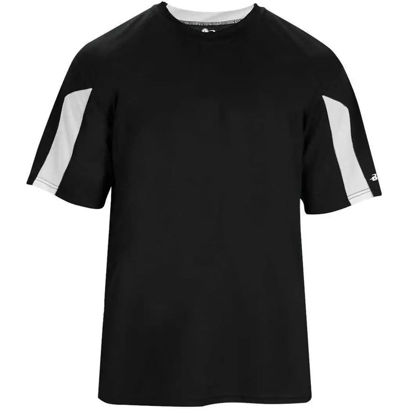 Badger Sport 2176 Striker Youth Tee – Black White
