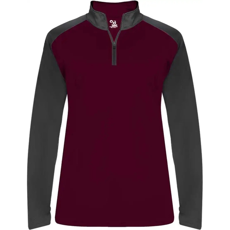 Badger Sport 4008 Ultimate Softlock Sport Ladies 1/4 Zip – Maroon Graphite