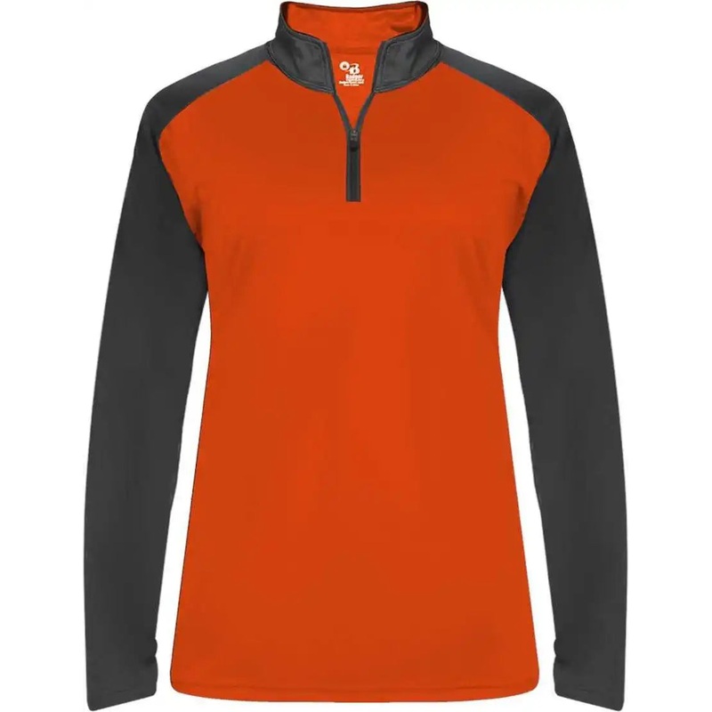 Badger Sport 4008 Ultimate Softlock Sport Ladies 1/4 Zip – Orange Graphite