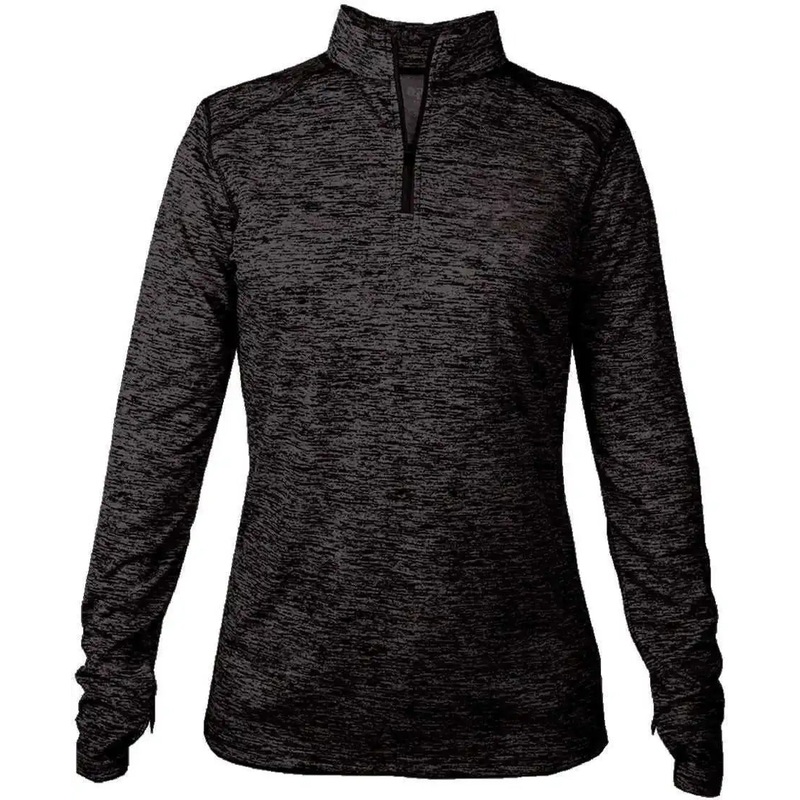 Badger Sport 4173 Tonal Blend Ladies 1/4 Zip – Black Tonal Blend
