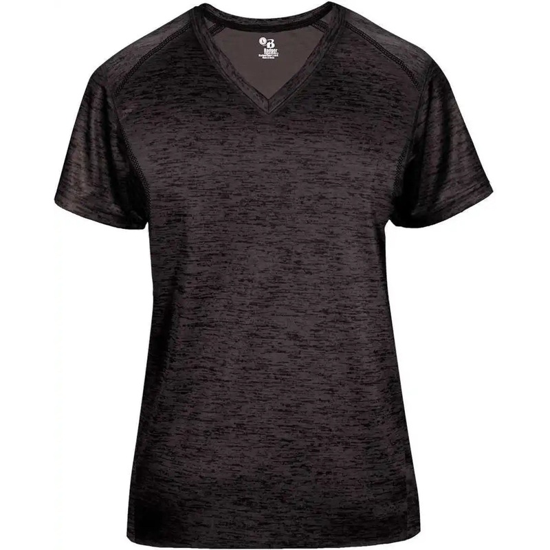 Badger Sport 4175 Tonal Blend Ladies V-neck Tee – Black Tonal Blend