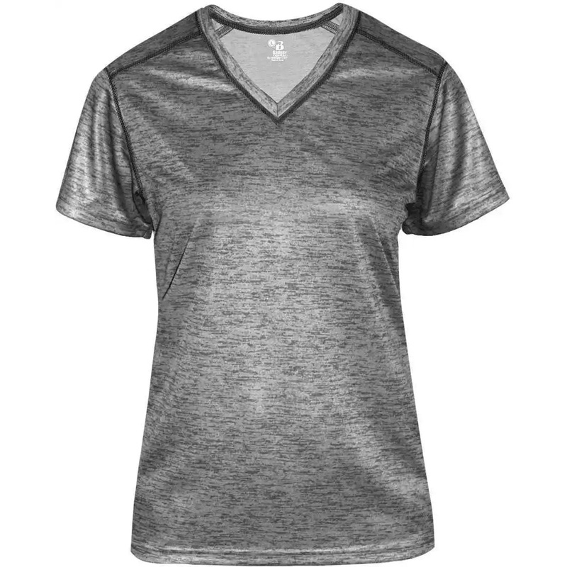 Badger Sport 4175 Tonal Blend Ladies V-neck Tee – Graphite Tonal Blend