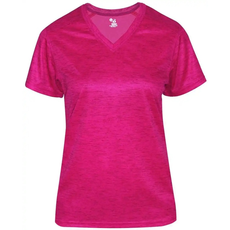 Badger Sport 4175 Tonal Blend Ladies V-neck Tee – Hot Pink Tonal Blend