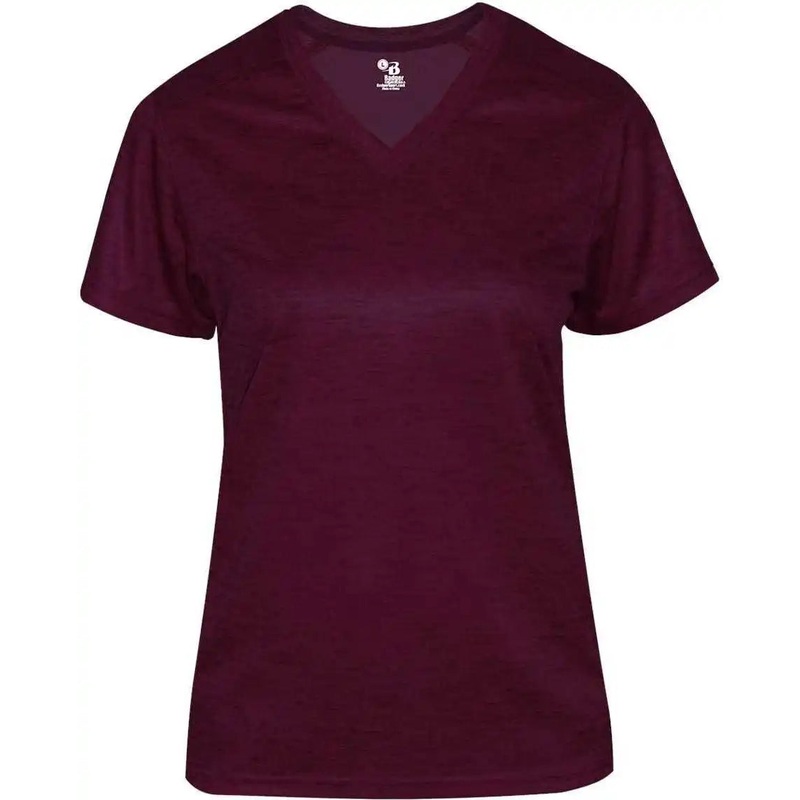 Badger Sport 4175 Tonal Blend Ladies V-neck Tee – Maroon Tonal Blend