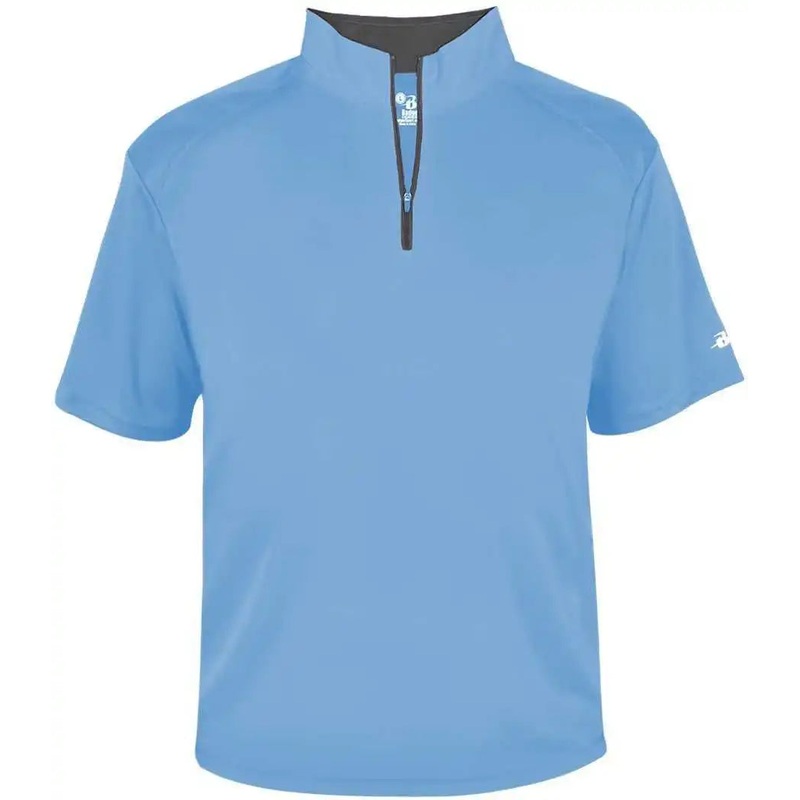 Badger Sport 4199 B-Core Short Sleeve 1/4 Zip – Columbia Blue Graphite