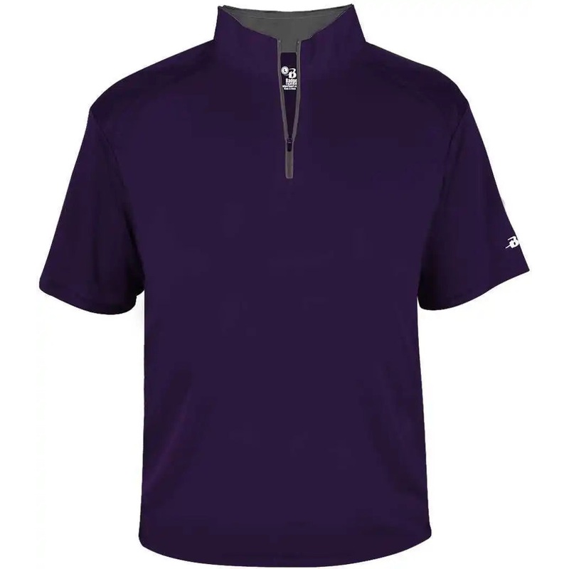 Badger Sport 4199 B-Core Short Sleeve 1/4 Zip – Purple Graphite