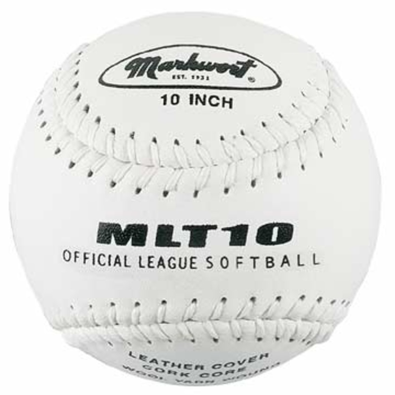 Markwort Leather Softball 10 White W/White Stitching – Dozen