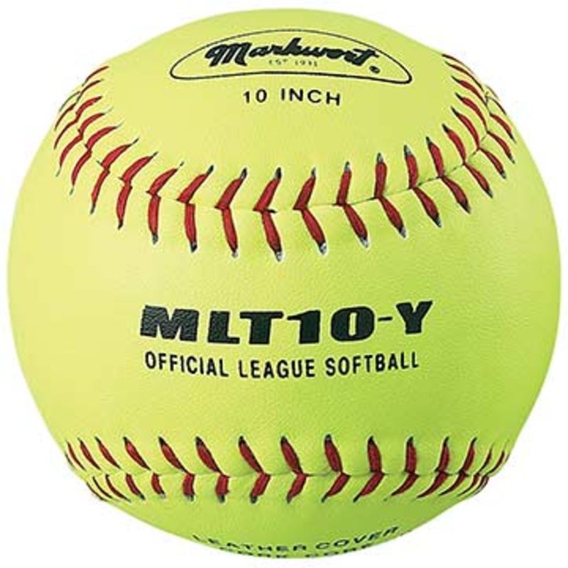 Markwort Leather Softball 10 Yellow W/Red Stitching – Dozen