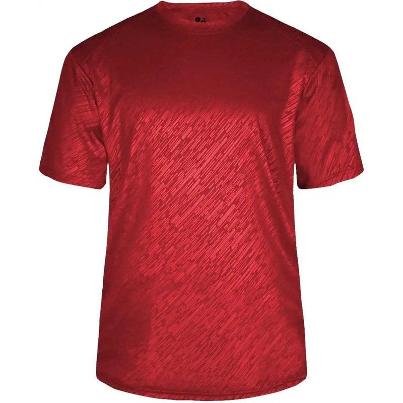 Badger Sport 4131 Line Embossed Tee – Red Line Embossed