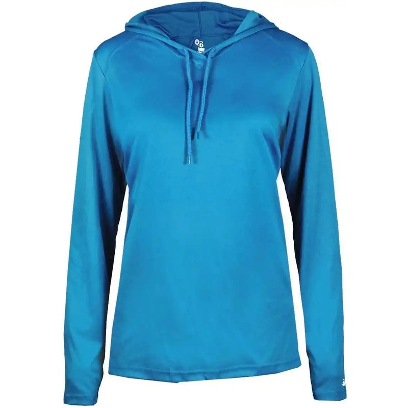 Badger Sport 4165 B-Core Long Sleeve Ladies Hoodie Tee – Electric Blue