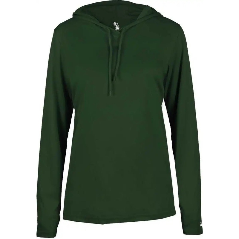 Badger Sport 4165 B-Core Long Sleeve Ladies Hoodie Tee – Forest
