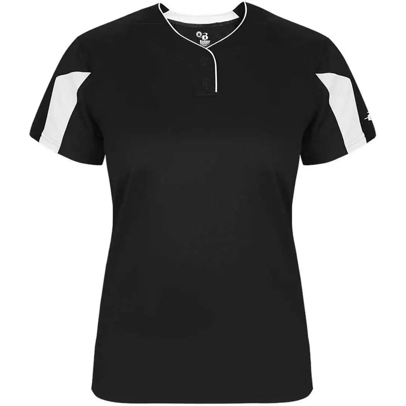 Badger Sport 6176 Striker Ladies Placket – Black White