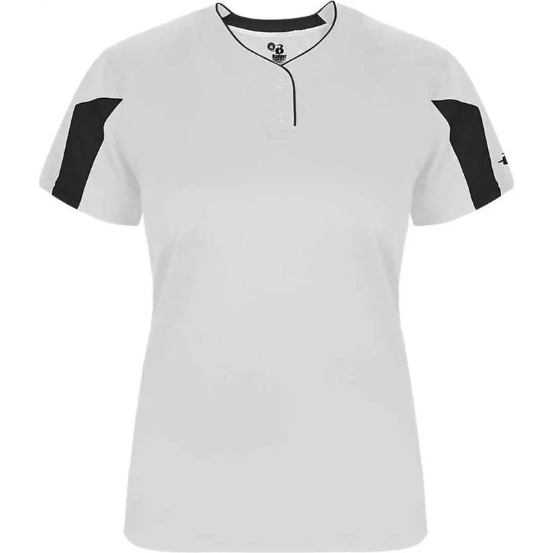 Badger Sport 6176 Striker Ladies Placket – White Black