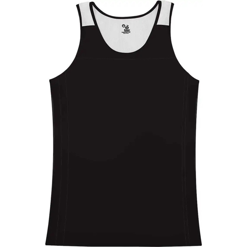Badger Sport 8968 Ventback Ladies Singlet – Black White